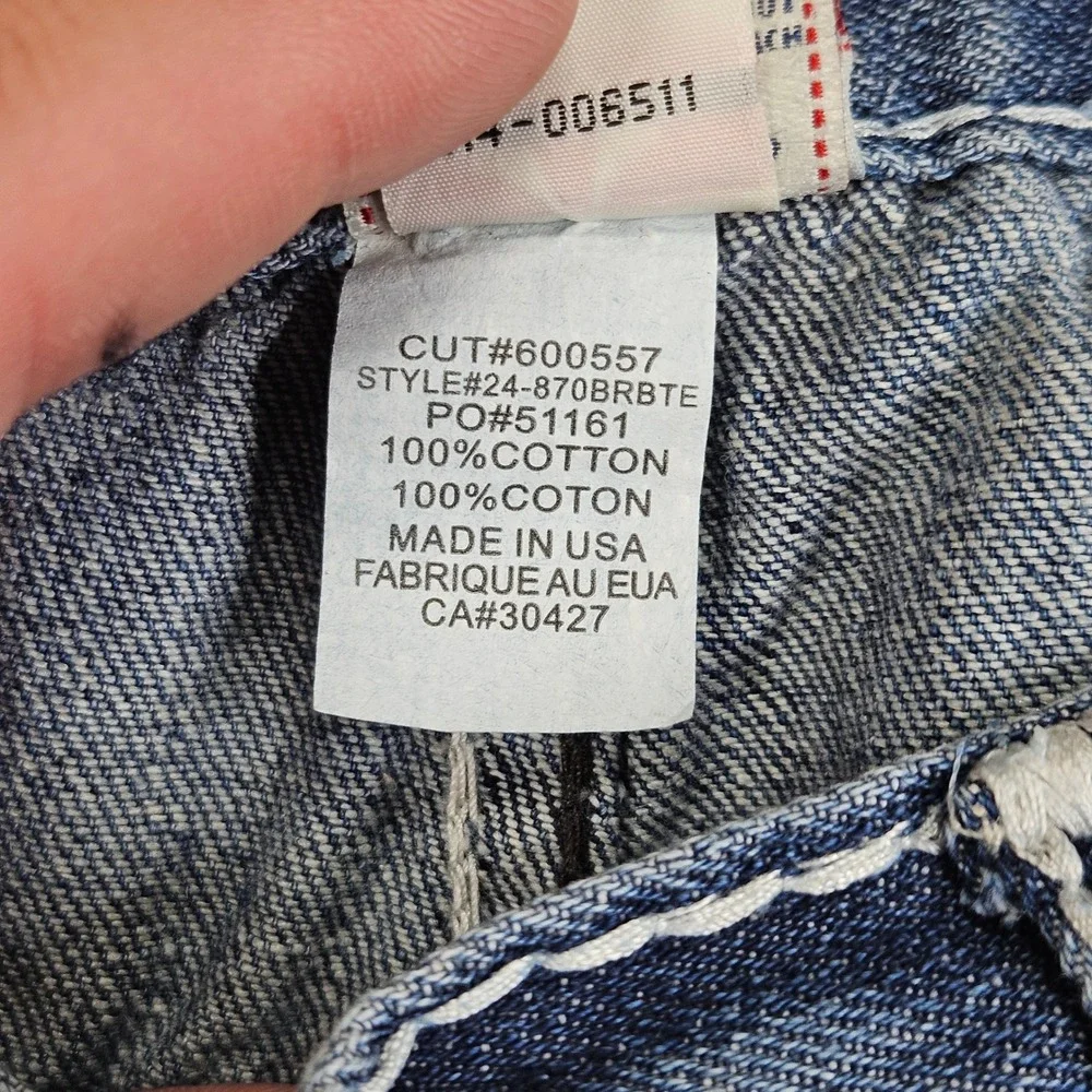 True Religion Joey Super T Men 38x30 Blue Flare Leg Contrast Stitch Distress NEW